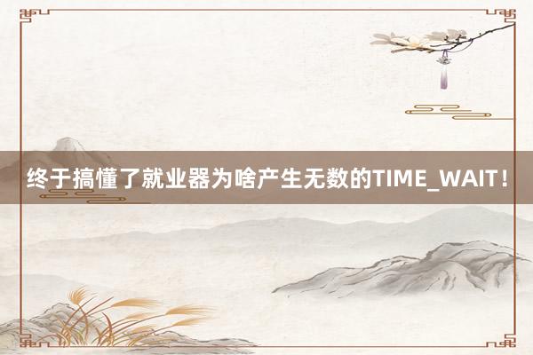 终于搞懂了就业器为啥产生无数的TIME_WAIT！